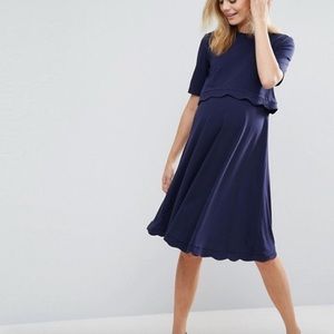 Asos Navy Maternity/Nursing Dress